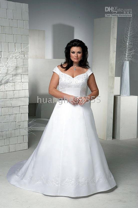 Wedding Dresses HH6268AT SEXY Train Satin Plus Size Wedding Dresses Vline 
