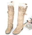 Fashion quality women's beige meidum heigth boots shoes