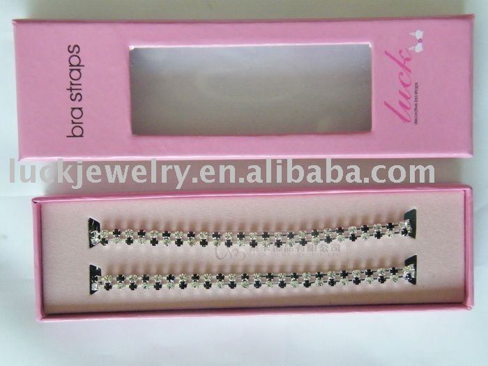 wholesale jewelry bra strap crystal & black rhinestones gift box packing high quality(China (Mainland))