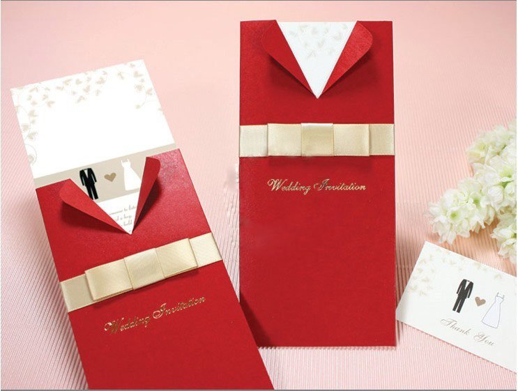 Wedding invitation card dress coat style 0901D come with RSVP card and 