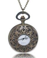 Free ship fee Archaize Pocket Quartz Watch Antique Bronze Necklace Xmas gift K230