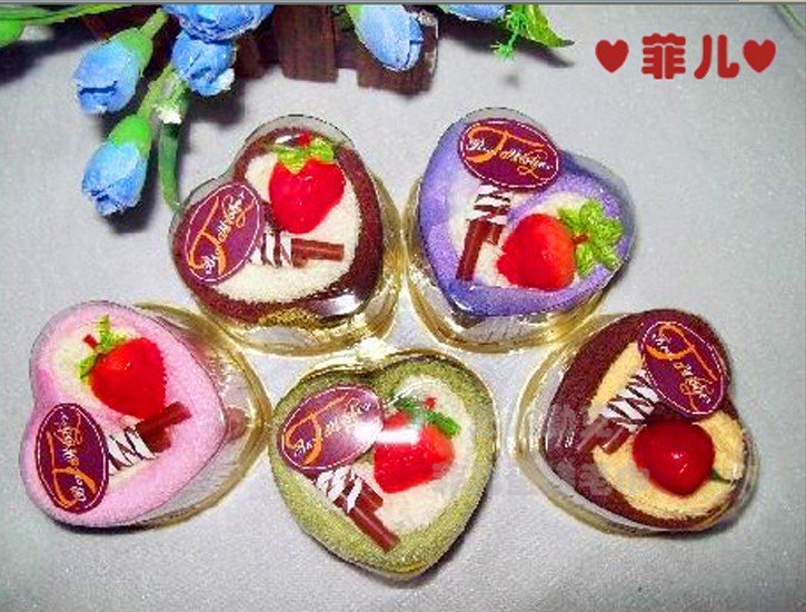 Love birthday cake towel gift ideas Valentine's Day Gift Wedding Favor Double Heart Story 100pcs(China (Mainland))