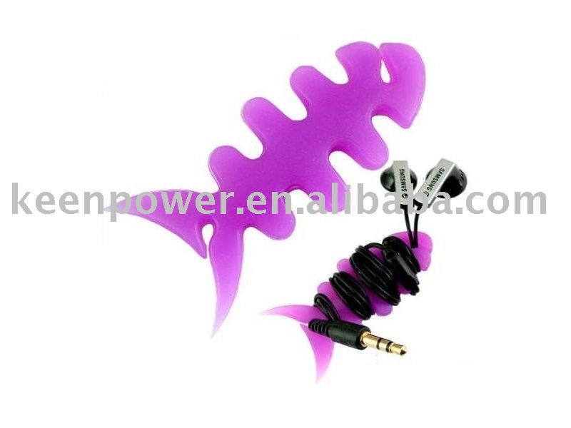 FREE SHIPPING,Wholesale,Earphone Cord/Cable Winder -Silicone Rubber Fish Bone,(China (Mainland))