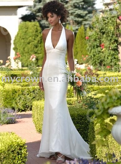 Free shipping Sexy chiffon Halter Backless wedding gown Bridal gown wedding