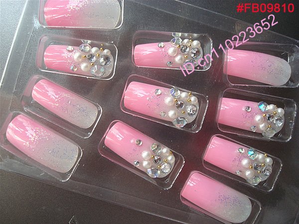 Freeshipping-24x NEW Airbrush full cover false nail art tips Diamond Design