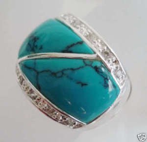 pretty Tibetan Silver Fine Men's turquoise rings Free Shipping(China (Mainland))