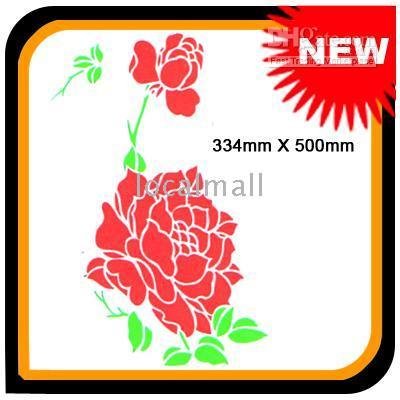 Peony Instant Stencil D-038 102442 Brand New Red(China (Mainland))