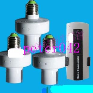 Free shipping+10pcs E27 learning remote light switch Lamp holders/ wireless remote switch socket /1 to 3!(China (Mainland))