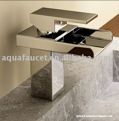 modern single lever chrome brass square waterfall bathroom washbasin tap(China (Mainland))