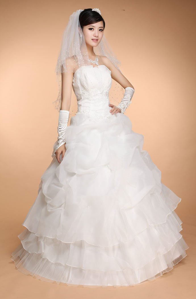  Yarn Sleeveless Princess line Wedding Gown Fairy Evening bridal dress
