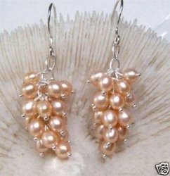 charming Pink Drop Pearl Earring/Earrings Free Shipping(China (Mainland))