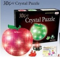 Wholesale New 3D Crystal Flashing apple puzzle DIY Puzzle Toy Education toy Plastic Toy 10sets/lot fast delivery