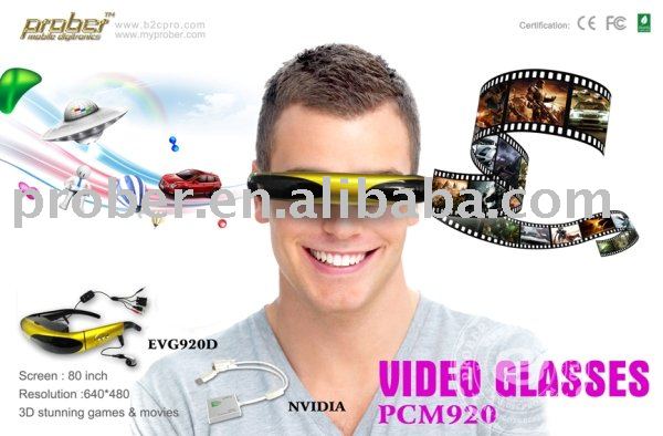 3D video glasses,TV glasses,PC video glasses with 80 inch virtual screen +DHL Free Shipping(China (Mainland))
