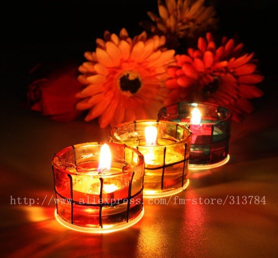 Free Shipping /Mosaic Pervious to light jelly candles| birthday candle | art candles(China (Mainland))