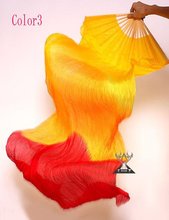 Free shipping 10pcs/lot 100% Real Silk fan veil for Belly Dance/China Silk Veil /belly dance bi-color silk fan veil