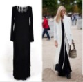 Knit Long Skirt Ankle Mop Dress/Long Sleeve Dress Black #01