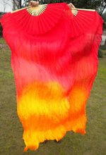 Free shipping 10pcs/lot 100% Real Silk fan veil for Belly Dance/China Silk Veil /belly dance Red+Orange silk fan veil