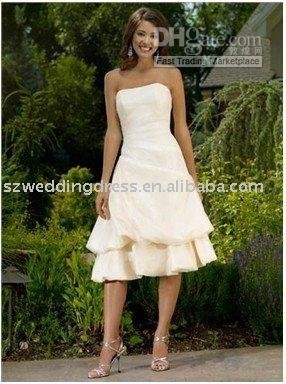 Organza Tea Length Bridesmaid Dress B-1139 Latest A-line Strapless(China (Mainland))