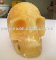 Size: 7.6*5.5*6.7cm Natural Yellow Jade Skull free shipping