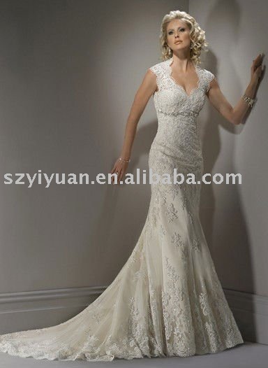 2011 new style short sleeve lace bridal wedding dress
