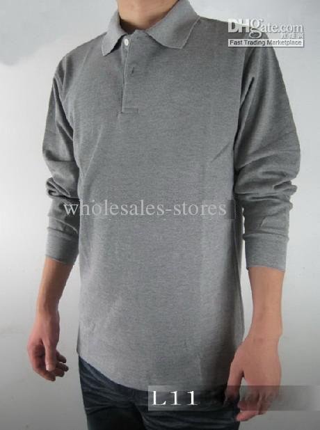 colors ye gray Brand #LA 10pcs men's long Sleeve Solid Sleeve t-shirt 100% cotton shirts 21(China (Mainland))