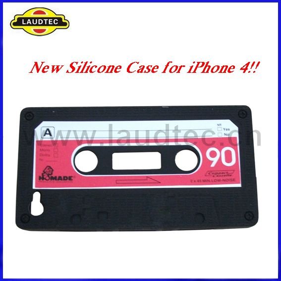 50pcs/lot New Cassette Silicone Case Cover for Apple iPhone 4G + DHL Free Shipping(China (Mainland))