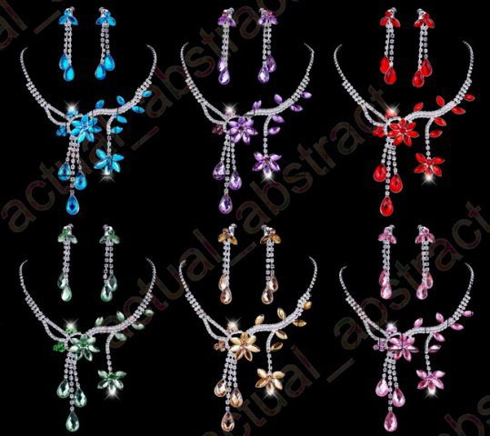 PROMOTION~Free shipping Wholesale Mix Lots12fine Bridal wedding rhinestone necklace&earring SETS Fashion costume Jewelry COLORS(China (Mainland))