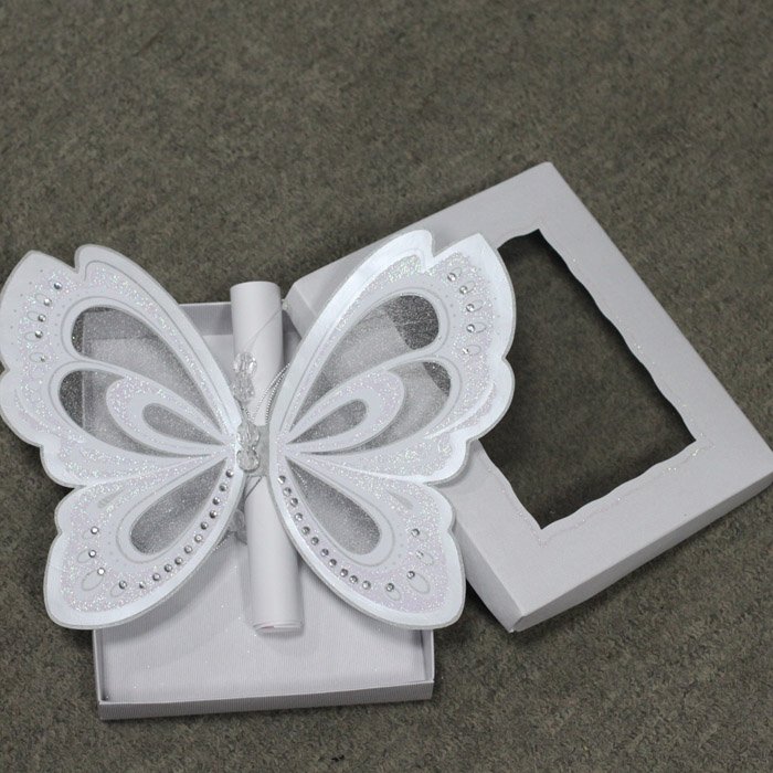 Hot sale royal butterfly shape wedding invitation cards with shinning