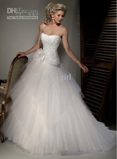 Wholesale - Giselle Strapless ballgown dipped neckline corset closure Strapless Wedding Dresses(China (Mainland))