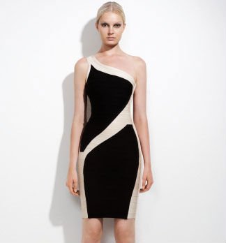  Shoulder Cocktail Dress on Hl Fashion Sexy Black White Sexy Evening Dresses For Office Lady Women