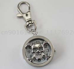 new Skull Head Key Chain Pocket Watch Pendant free shipping wholesale/Retail(China (Mainland))