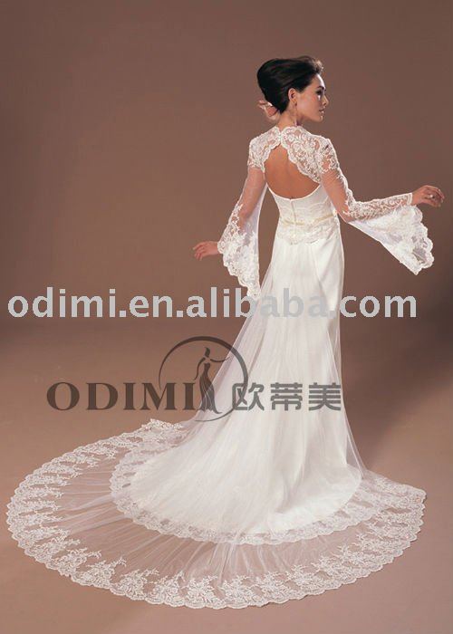 Charming Aline Backless Long Sleeve Lace Wedding Dress