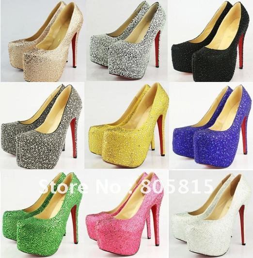  Crystal diamond wedding shoes16cm heels ladies' dressEvening Shoes