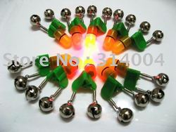 10pcs New Fishing Bite Alarm Fish Alarm Bells + Red LED Light + 2pcs Button Batteries +Free shipping(China (Mainland))
