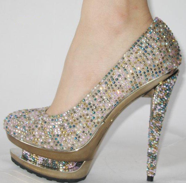 EMS Free Shipping! Women's crystal platform high heel shoes,high heel wedding shoes, dress shoes, sexy party shoes/1pair(China (Mainland))