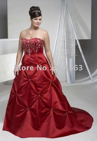 Wholesale Free shipping best selling vintage red plus size Wedding Dresses