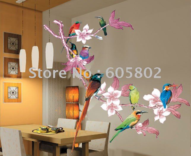 free shipping,Wall Decals, HL909 Decorative DIY Home Decor,Birds Wall Stickers, Room sticker(Hong Kong)
