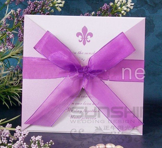 invitation card wedding cards ZS099 purple color wedding card come with 