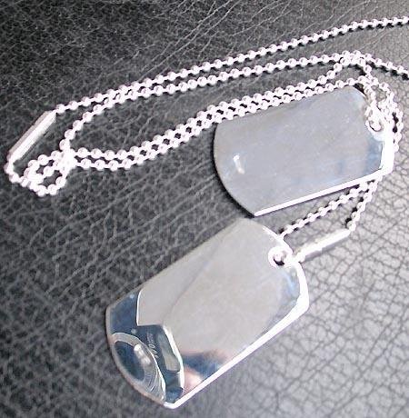 fashion jewelry 925 silver Double dog tag for men Pendant Necklace silver jewelry Necklace hot sale