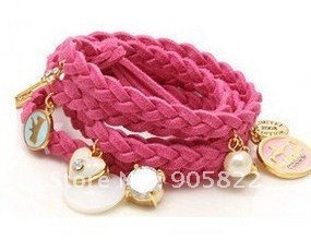 free shipping Fashion Braid Leather Fashion Bracelets Wristbands,Leather Charm Bracelets (L-9)(China (Mainland))