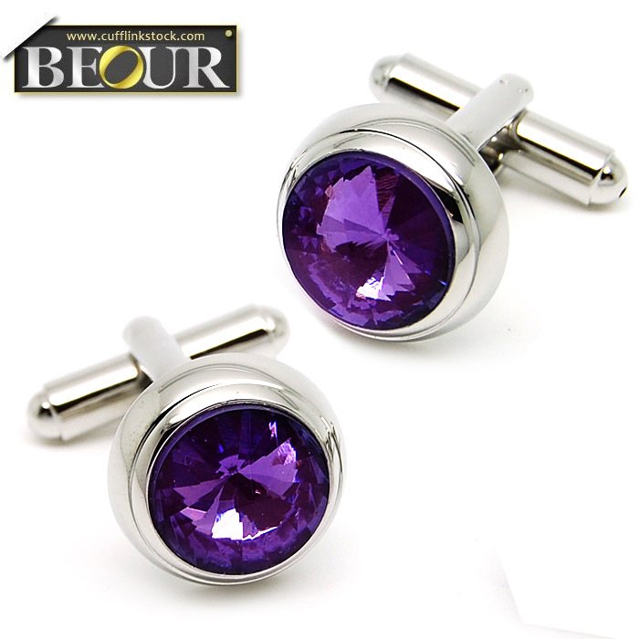 Luxury purple crystal cufflinkswedding cufflinks 5 pairs wholesale