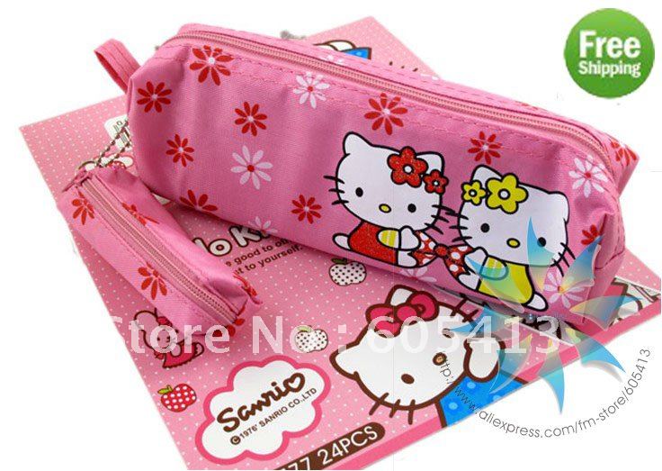 Free Shipping by DHL!Wholesale fashion Hello Kitty gift pencil pen case/pen purse Box cosmetic bag pouch Pencil case/pencil box(China (Mainland))
