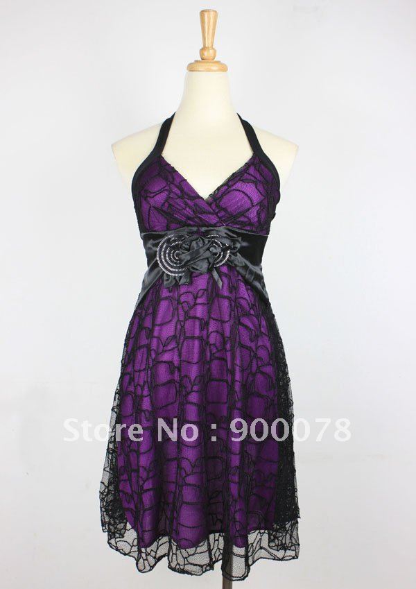 sexy lace dress on Short Prom Dresses Sexy Purple Lace Girl One Piece Dress Lovely Skirt