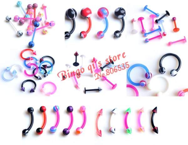 Free shipping Wholesale mixed 160pcs body piercing jewelry, tongue rings, nipple piercing jewelry, labret body piercing bc12-(China (Mainland))