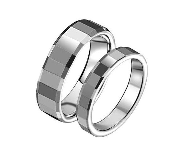 High quality Tungsten wedding band couple rings tungsten rings men 6mm women 4mm