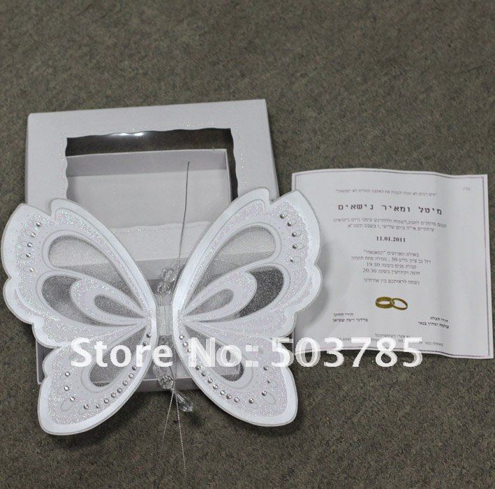 free shipping Butterfly designe classical wedding cards romantic wedding 