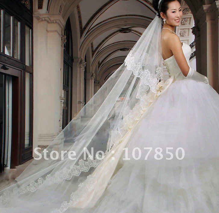 discount1T ivory lace long bridal WEDDING VEIL bridal veil wedding veils 