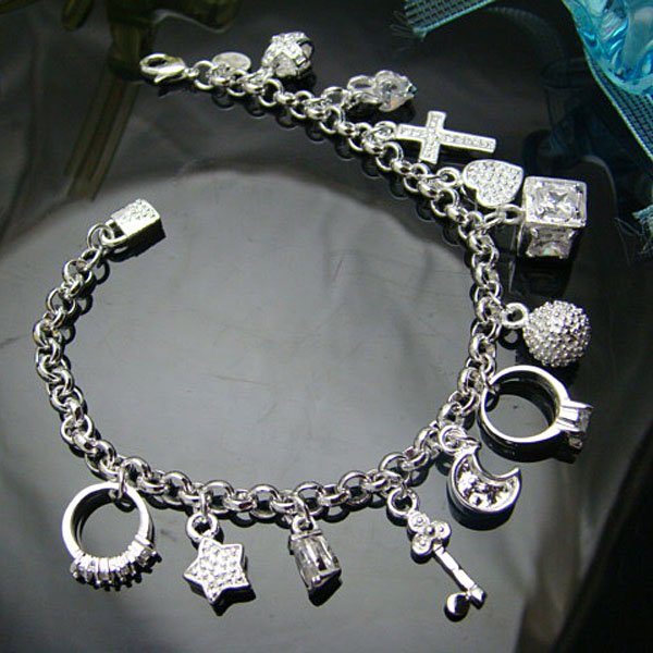 Wholesale 925 silver Bracelet 925 silver jewelry Bracelet 925 silver Bracelet with pendant free shipping LKB065