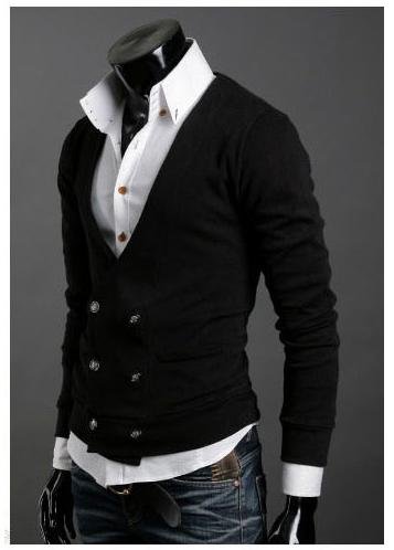 Free Shipping Men's Knitwear Cardigan Double Breasted Slim Casual Sweater Coat M L XL Retail & Wholesale Y01