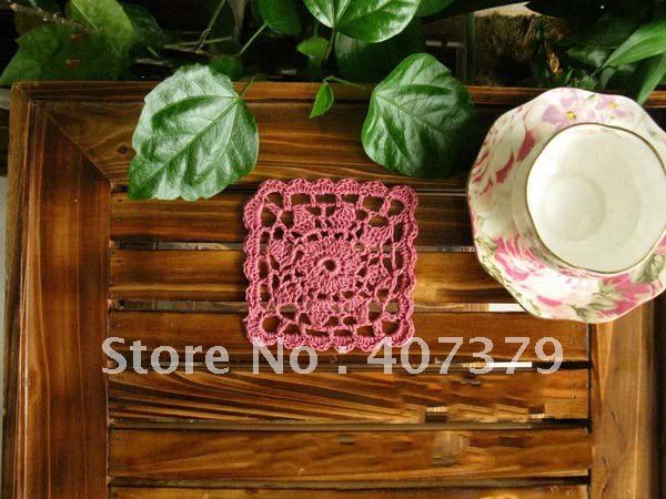 Free shipping 100 handmade Cotton Line Crochet Coffee Cup Tea table Coaster